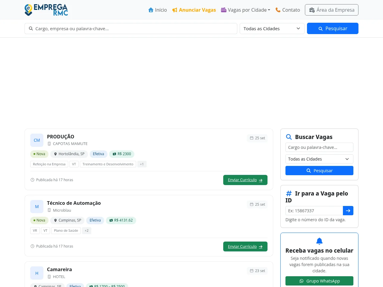 Emprega RMC screenshot Emprega RMC job board platform screenshot showing job search interface