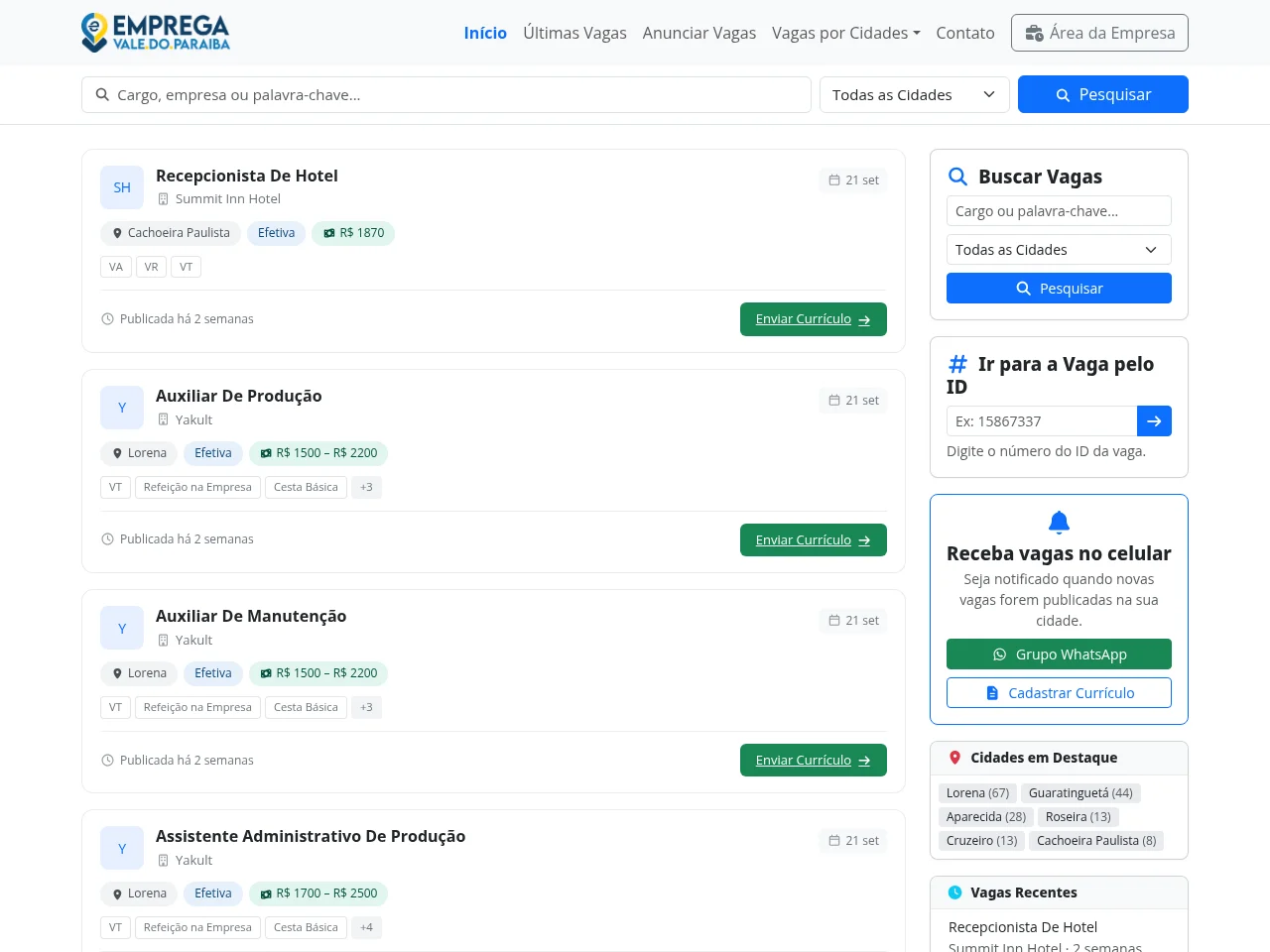 Emprega Vale do Paraiba screenshot Emprega Vale do Paraiba job board platform screenshot showing job search interface