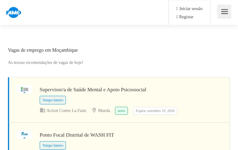 MMO Emprego screenshot MMO Emprego job board platform screenshot showing job search interface