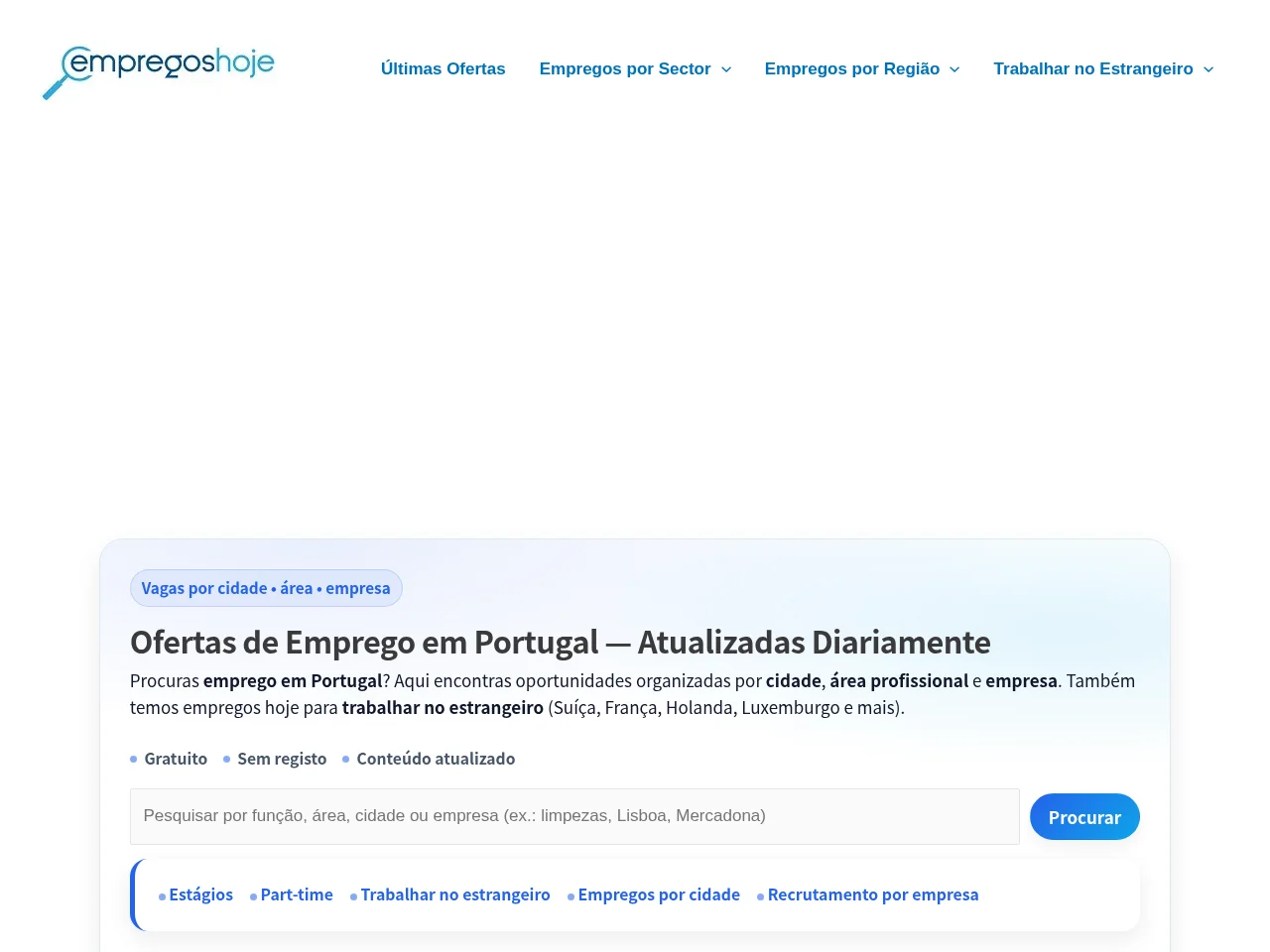 Empregos Hoje website screenshot
