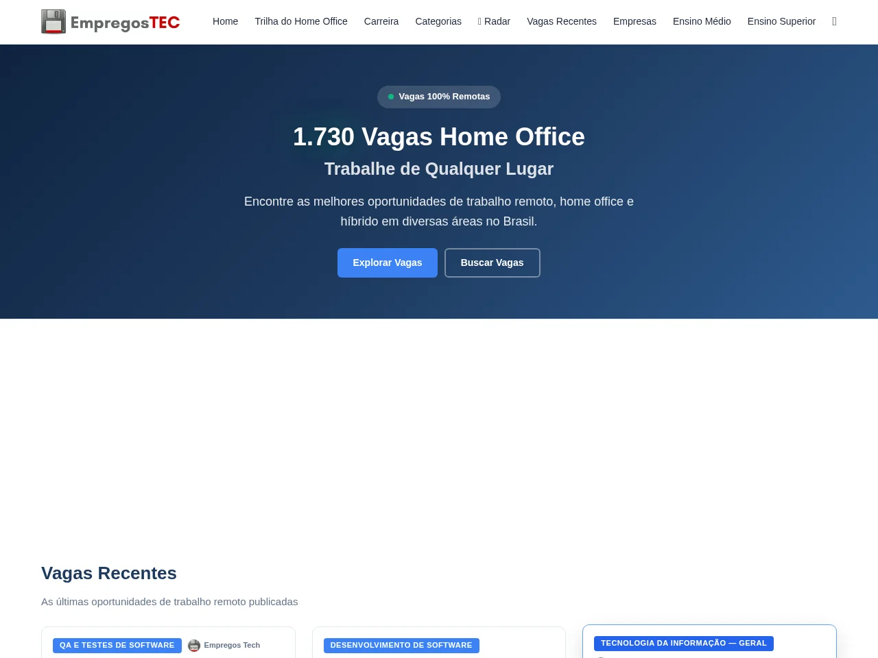 Empregos Tech website screenshot