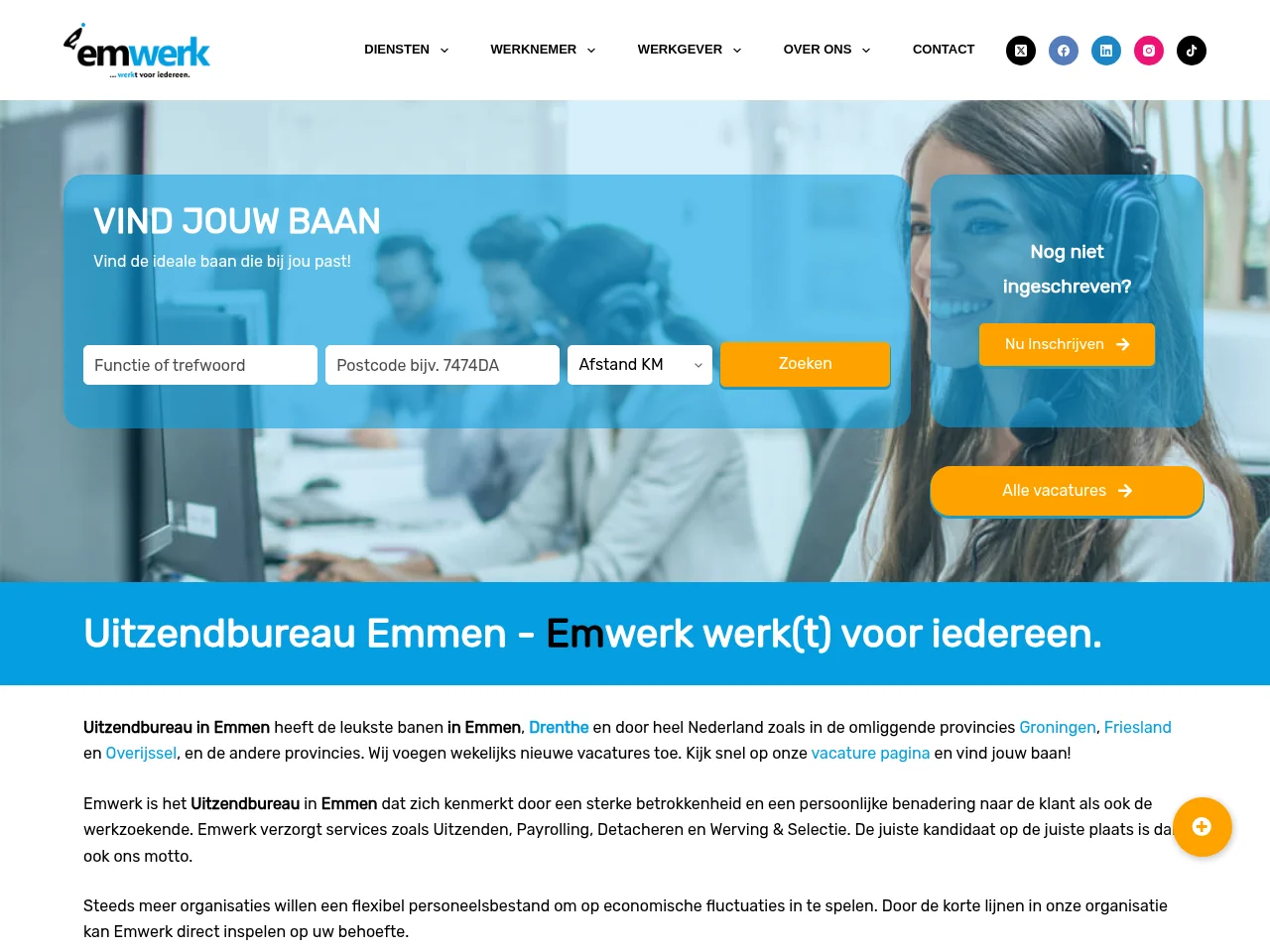 Emwerk job board platform screenshot showing job search interface