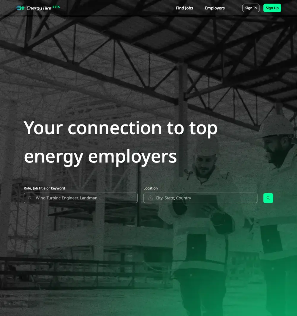 EnergyHire screenshot EnergyHire job board platform screenshot showing job search interface