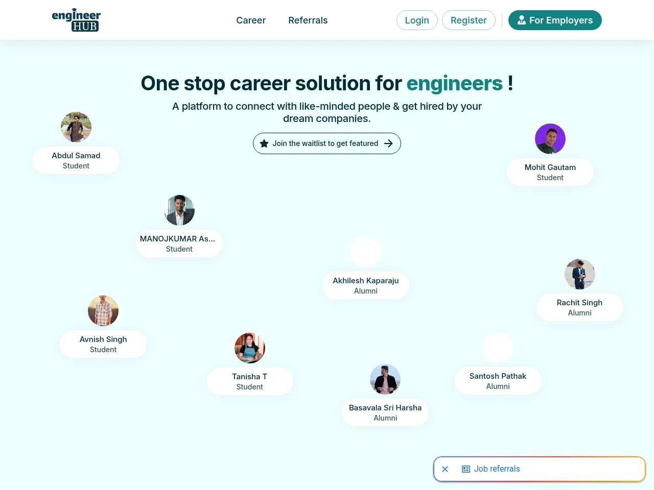 engineerHUB job board platform screenshot showing job search interface