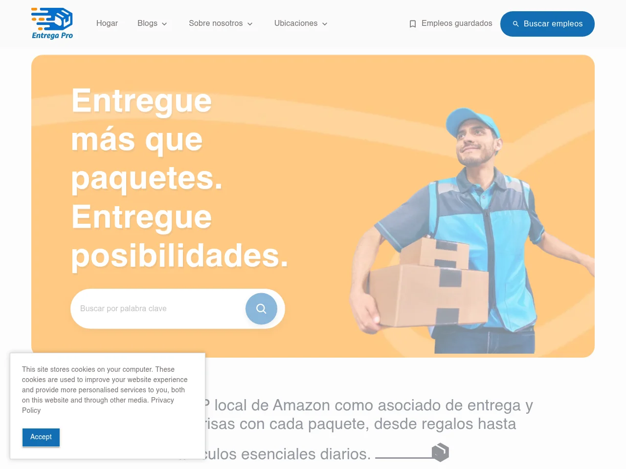 EntregaPro job board platform screenshot showing job search interface