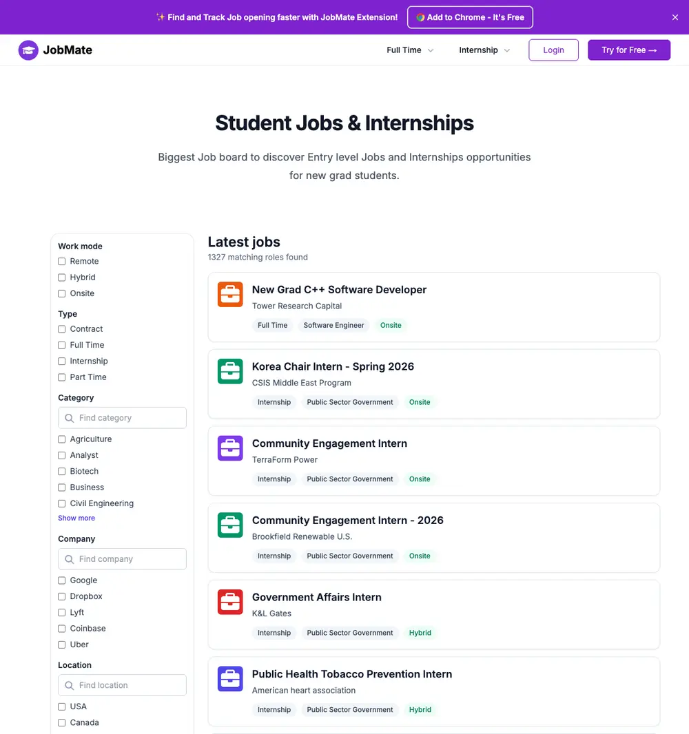EntryLevelJobs.me job board platform screenshot showing job search interface