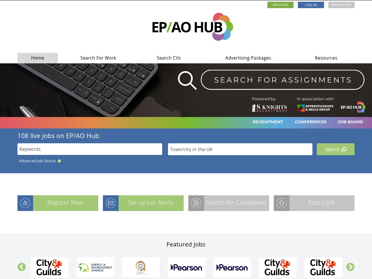 EP/AO Jobs Hub screenshot EP/AO Jobs Hub job board platform screenshot showing job search interface