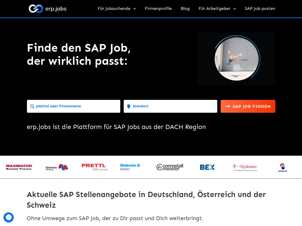 erp.jobs screenshot erp.jobs job board platform screenshot showing job search interface