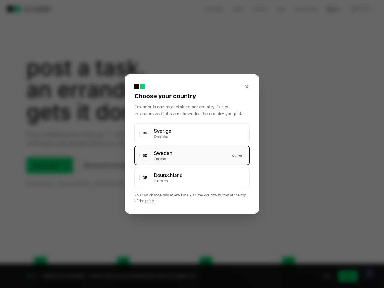 errander website screenshot