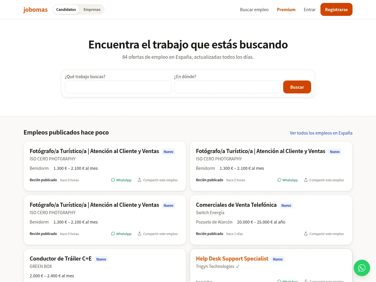 Jobomas website screenshot