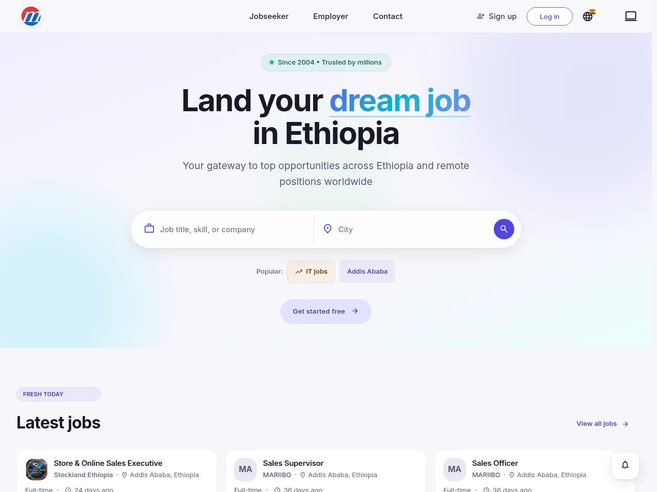 Mustakbil.com job board platform screenshot showing job search interface