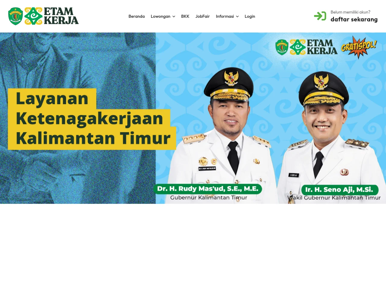 ETAM KERJA screenshot ETAM KERJA job board platform screenshot showing job search interface