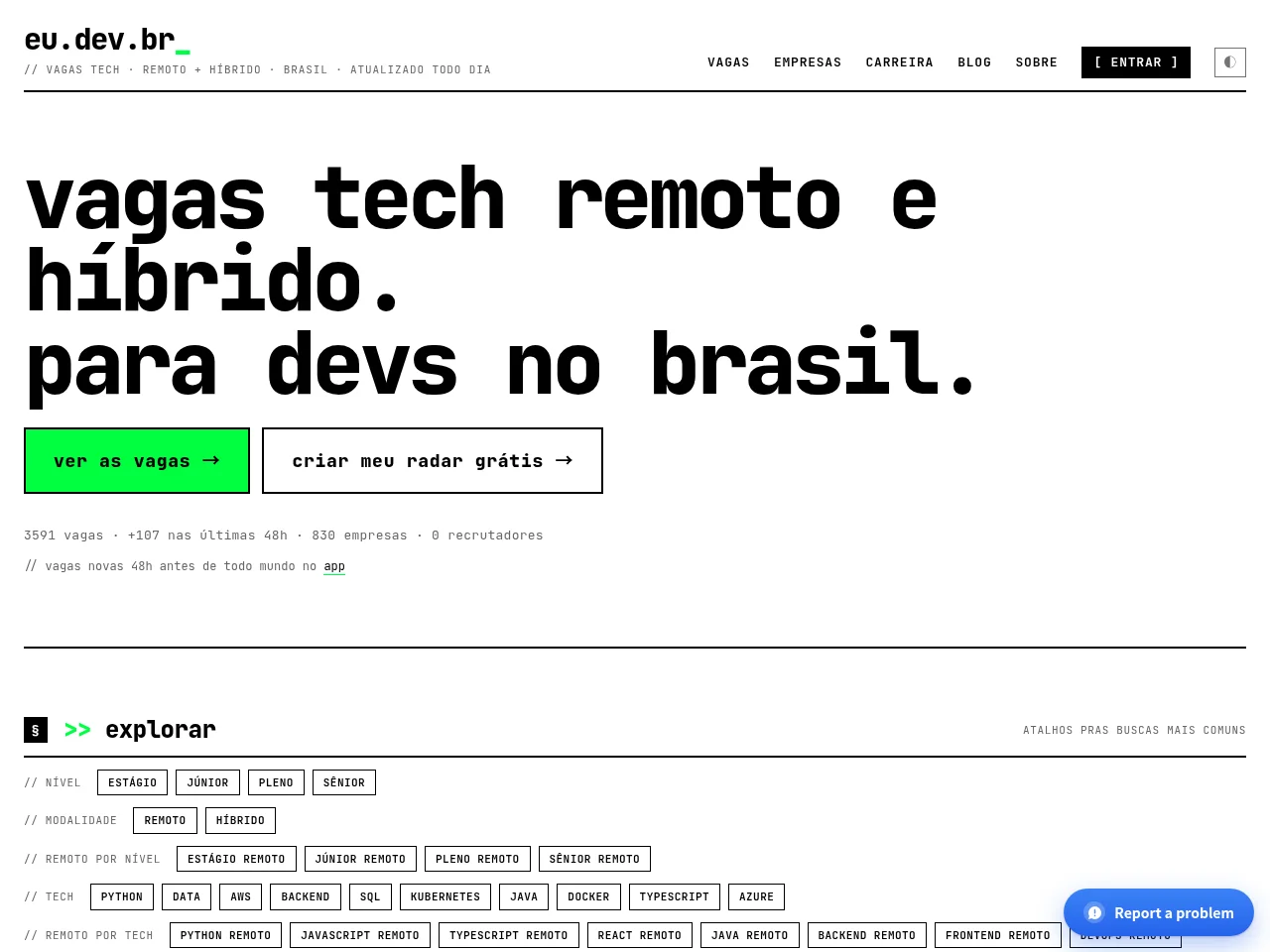 eu.dev.br screenshot eu.dev.br job board platform screenshot showing job search interface