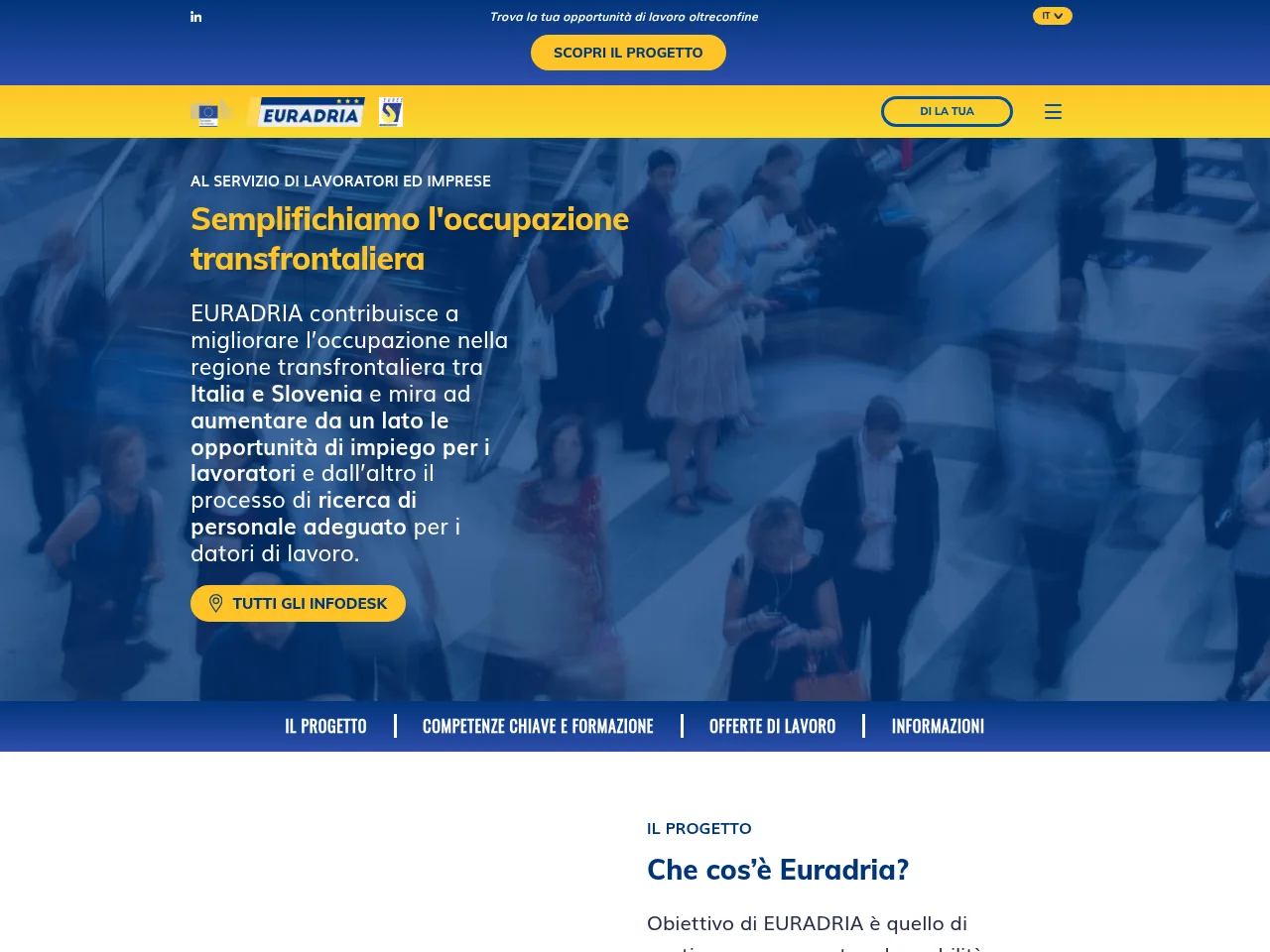Euradria One Shop Portal job board platform screenshot showing job search interface