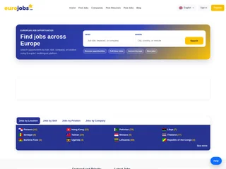 Eurojobs.com platform preview Eurojobs.com platform preview