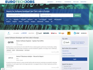 EuroTechJobs platform preview EuroTechJobs platform preview