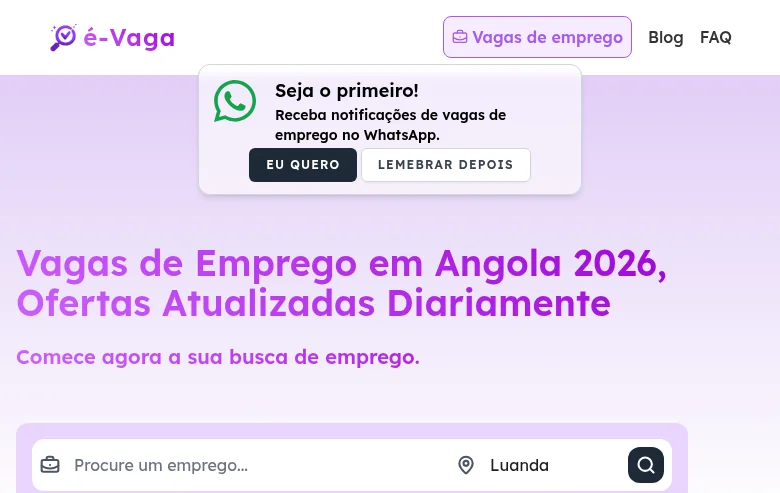 é-Vaga screenshot é-Vaga job board platform screenshot showing job search interface