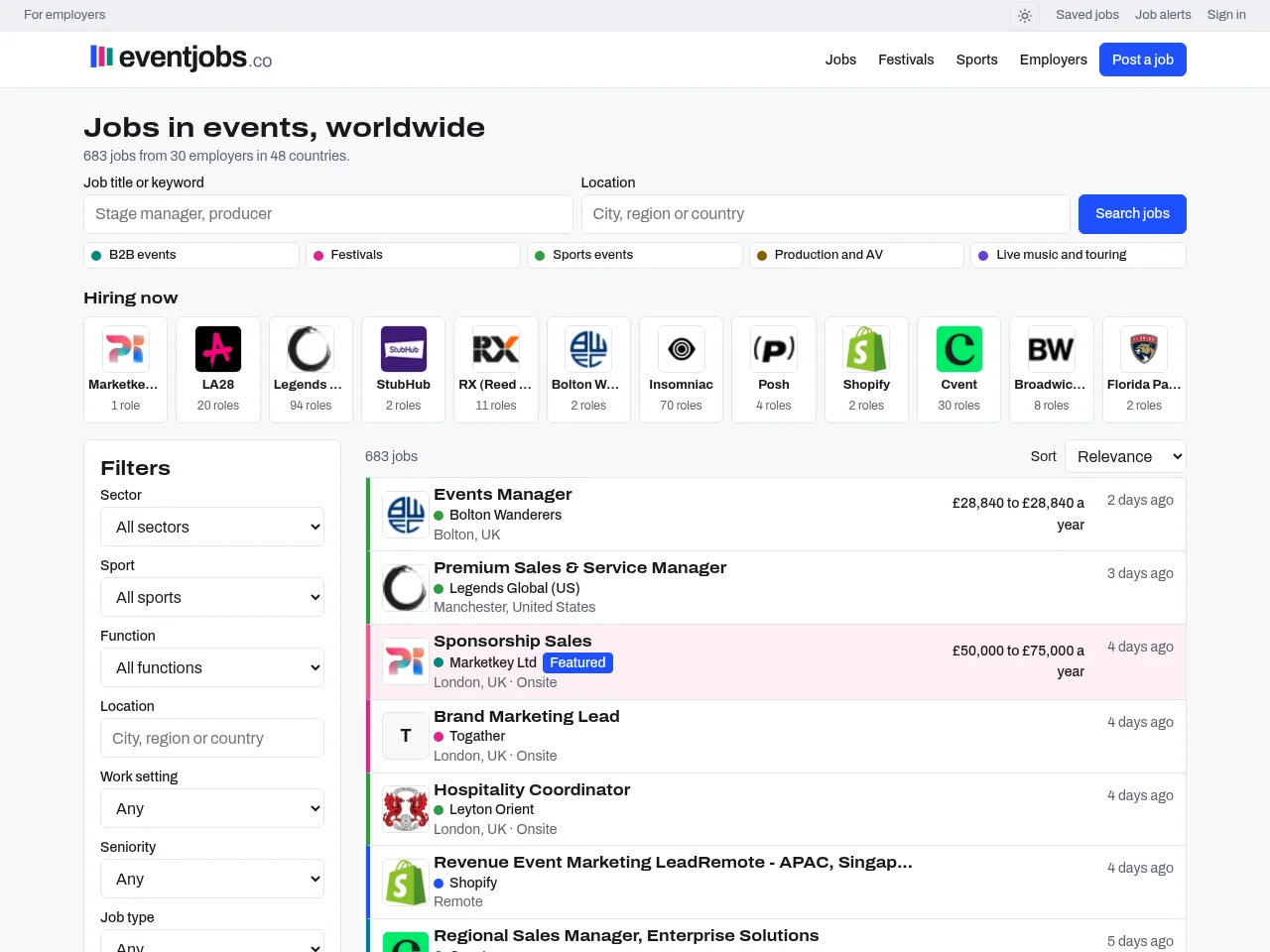 eventjobs.co website screenshot