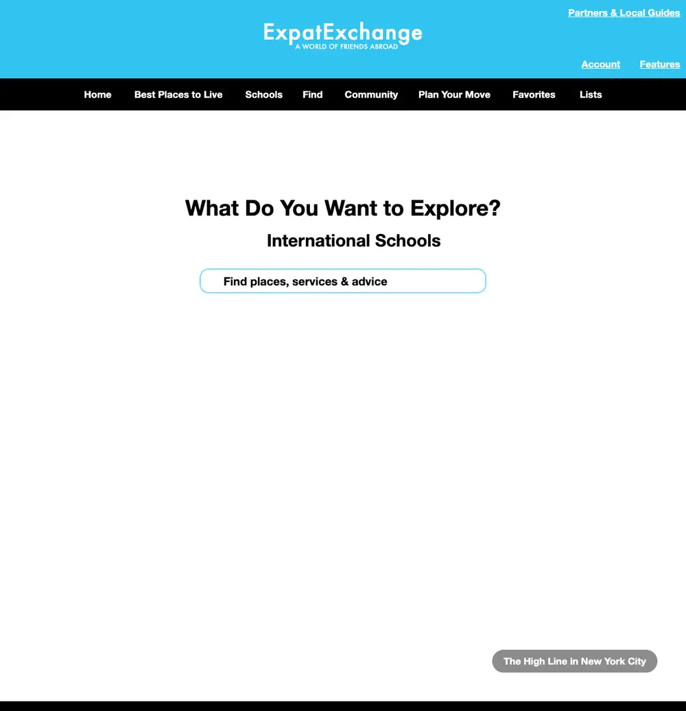 Expat Exchange job board platform screenshot showing job search interface