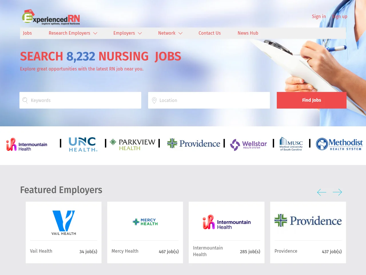 experiencedRN screenshot experiencedRN job board platform screenshot showing job search interface