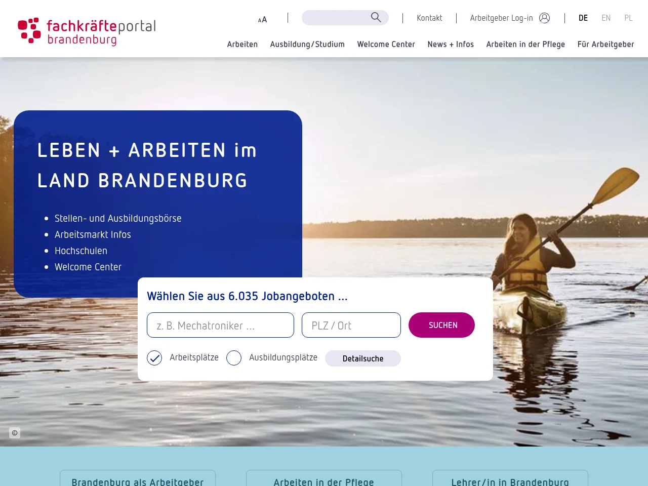Fachkräfteportal Brandenburg screenshot Fachkräfteportal Brandenburg job board platform screenshot showing job search interface