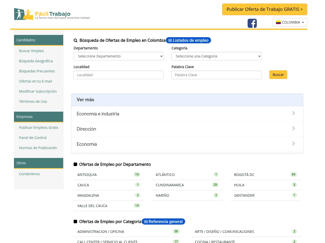 Facil Trabajo screenshot Facil Trabajo job board platform screenshot showing job search interface