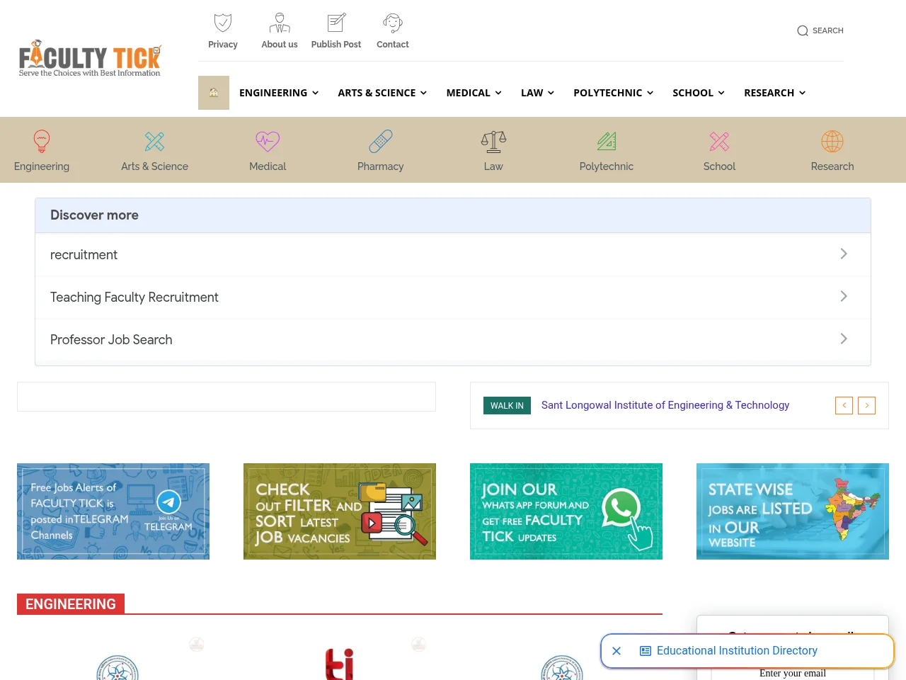 Faculty Tick screenshot Faculty Tick job board platform screenshot showing job search interface