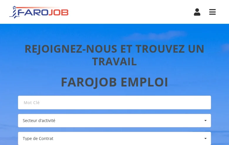 Farojob job board platform screenshot showing job search interface