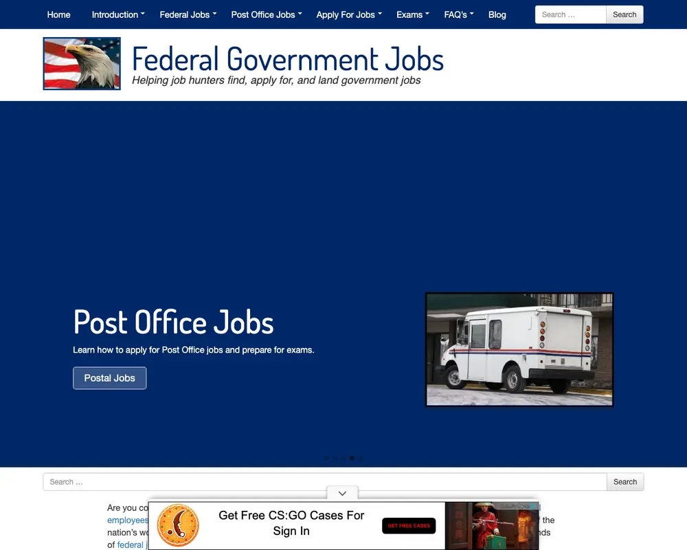 FederalJobs.net screenshot FederalJobs.net job board platform screenshot showing job search interface