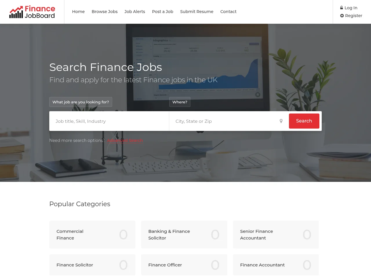 Finance Job Board screenshot Finance Job Board job board platform screenshot showing job search interface