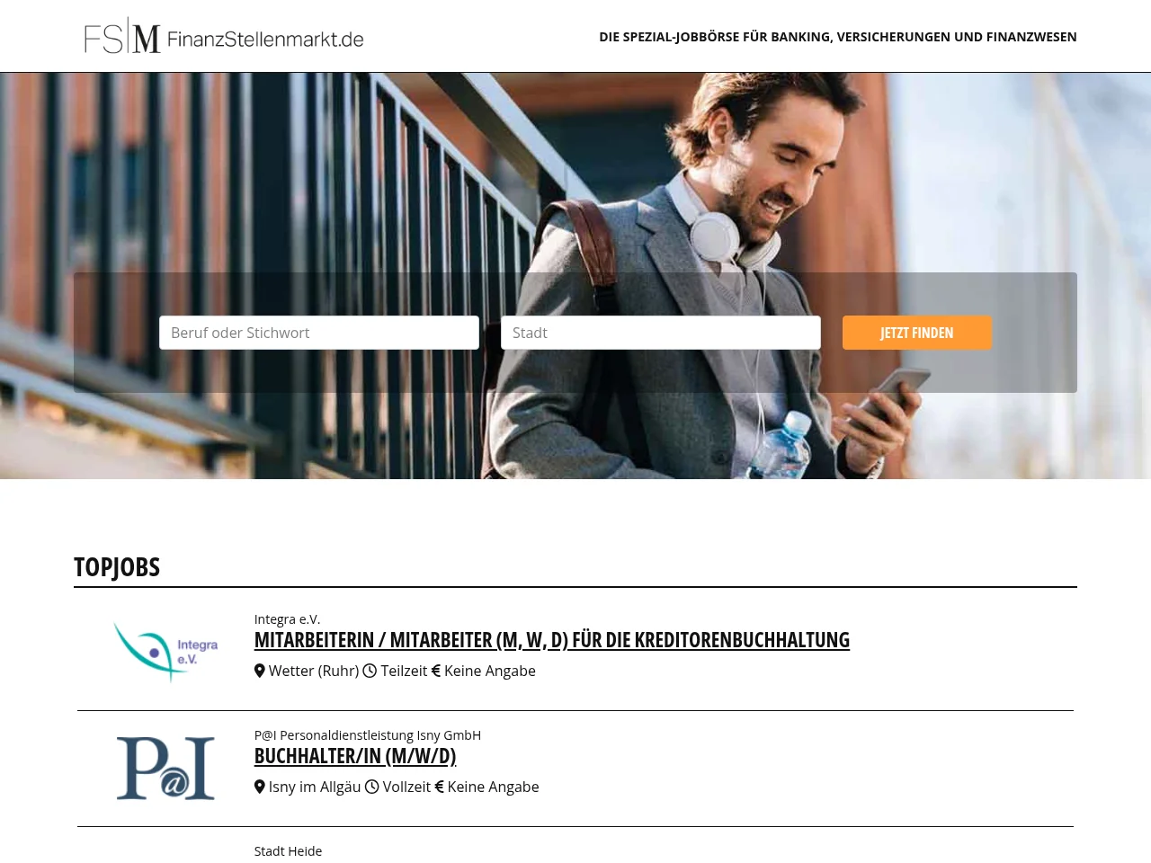 FinanzStellenmarkt.de screenshot FinanzStellenmarkt.de job board platform screenshot showing job search interface