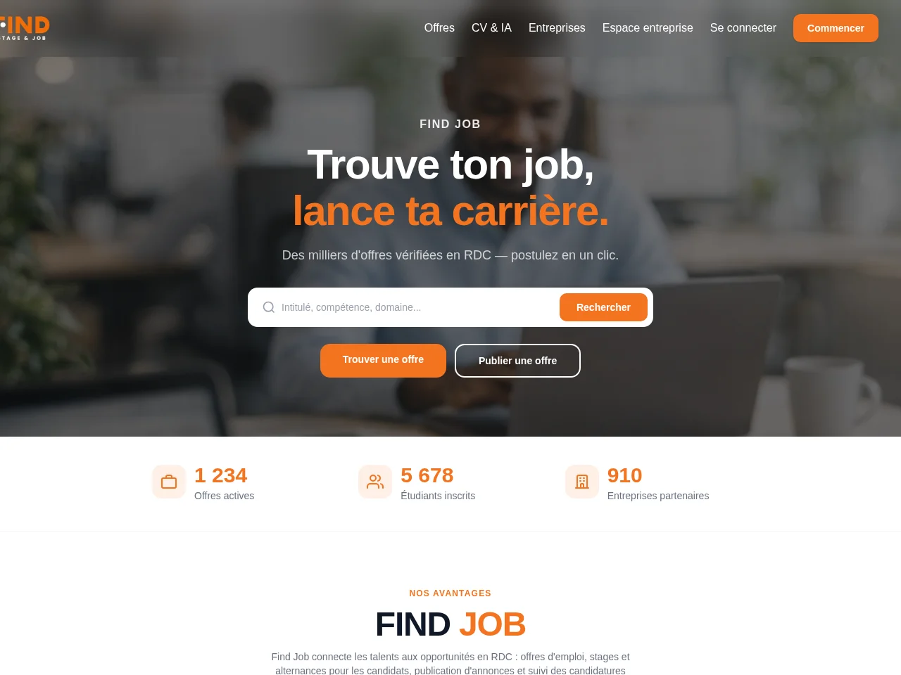 Find Job job board platform screenshot showing job search interface