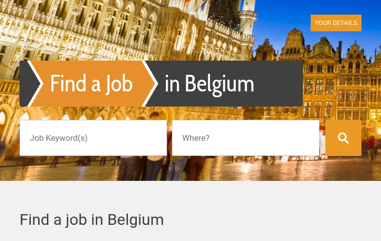 Find a job in Belgium job board platform screenshot showing job search interface
