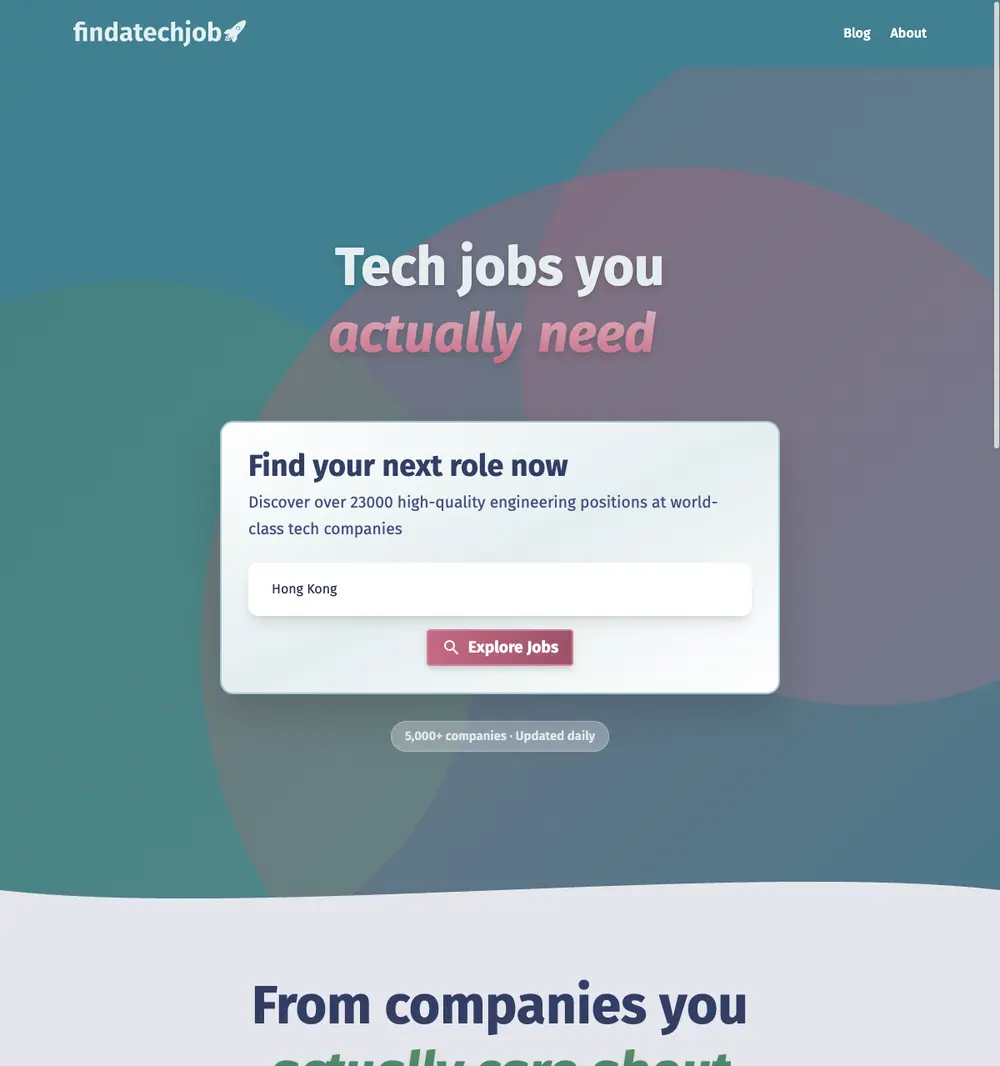 findatechjob screenshot findatechjob job board platform screenshot showing job search interface