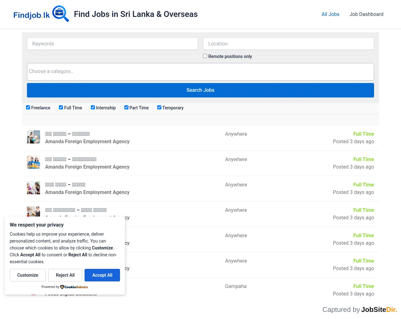 Find Job LK screenshot Find Job LK website screenshot