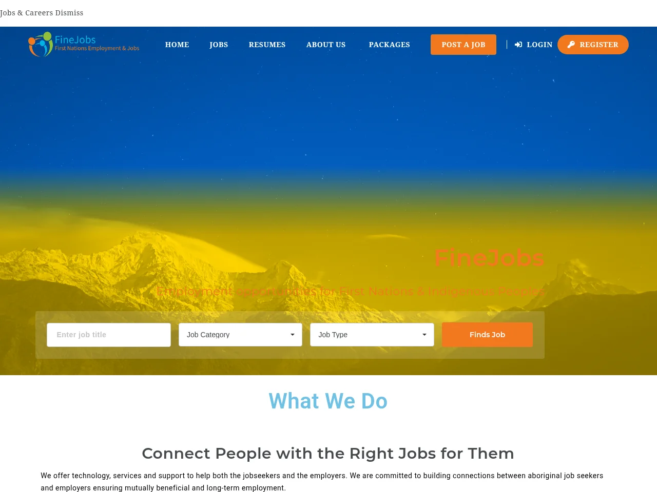 First Nations Employment & Jobs screenshot First Nations Employment & Jobs job board platform screenshot showing job search interface
