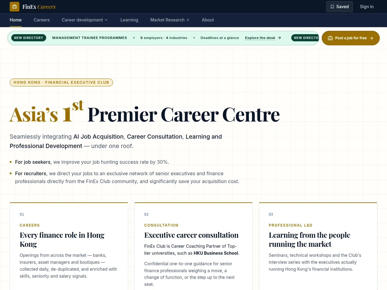 FinEx Careers screenshot FinEx Careers job board platform screenshot showing job search interface