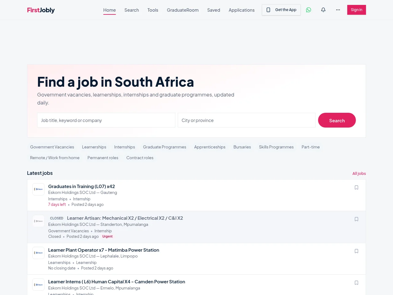FirstJobly screenshot FirstJobly job board platform screenshot showing job search interface