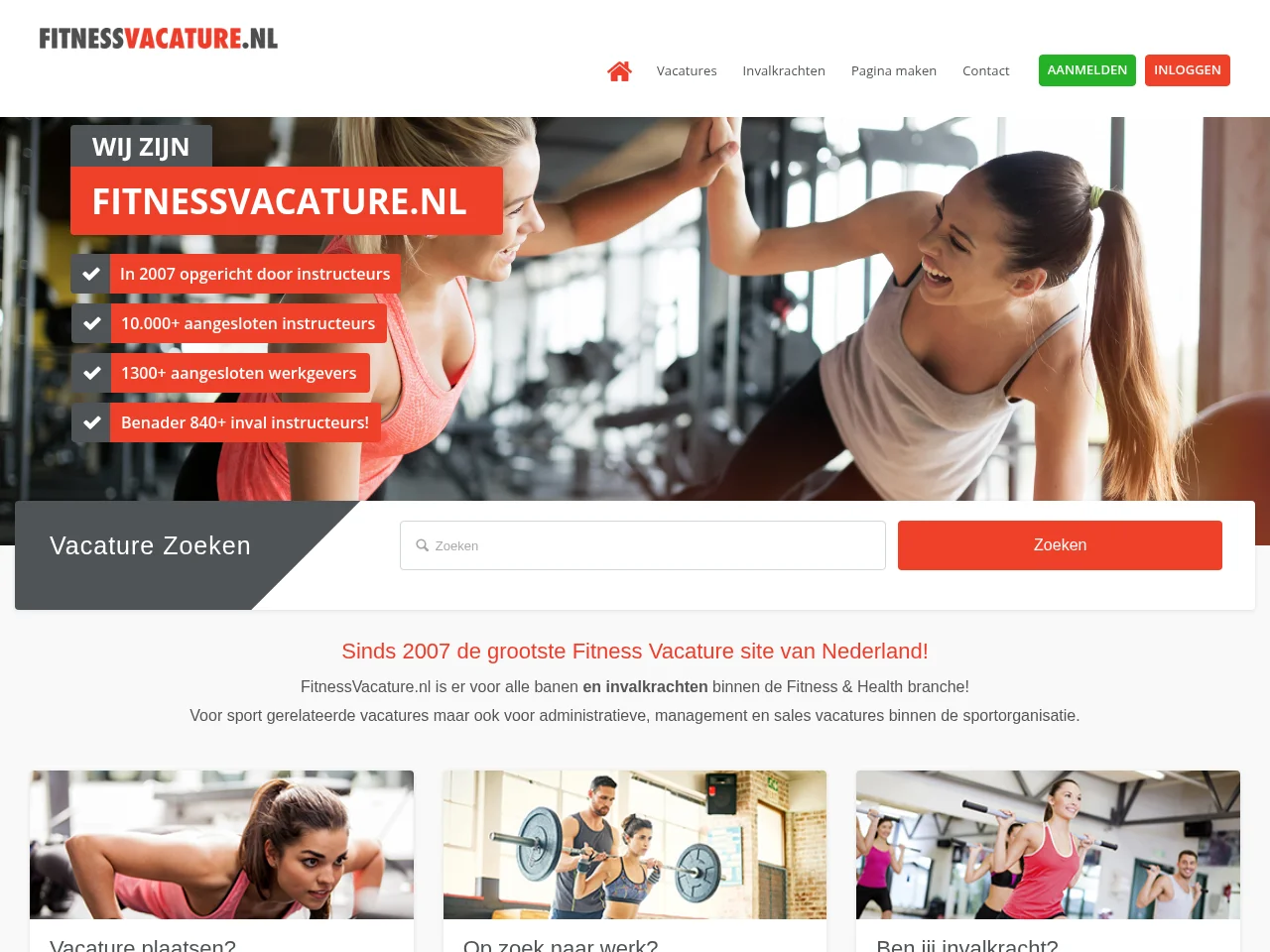 FitnessVacature.nl screenshot FitnessVacature.nl job board platform screenshot showing job search interface