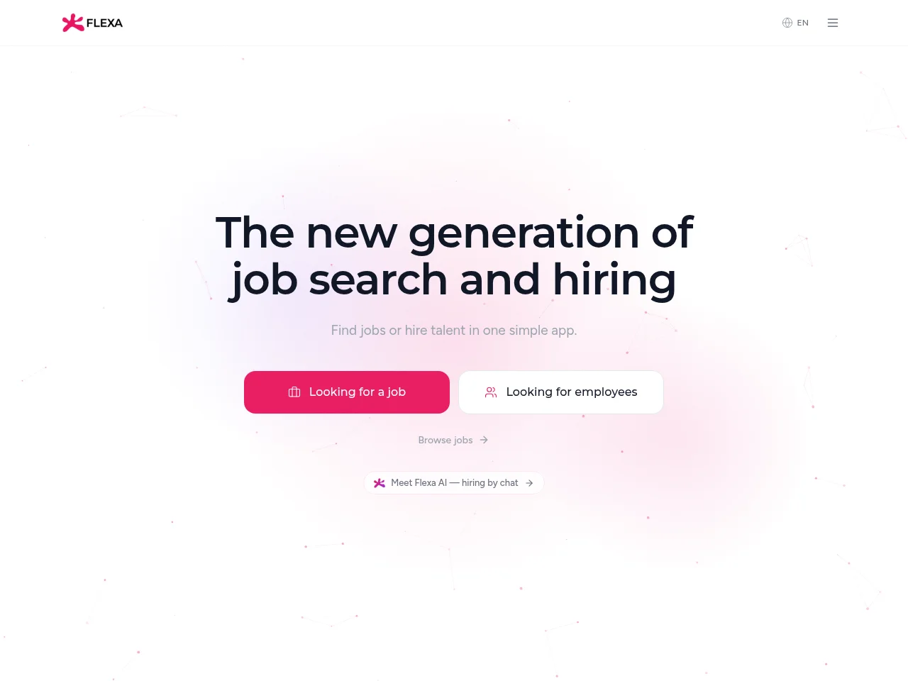 Flexa job board platform screenshot showing job search interface