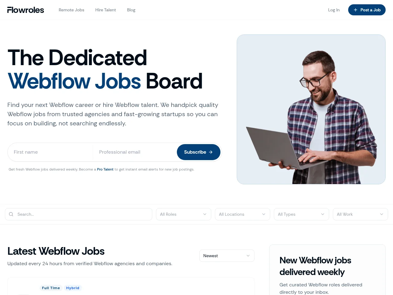 Flowroles screenshot Flowroles job board platform screenshot showing job search interface