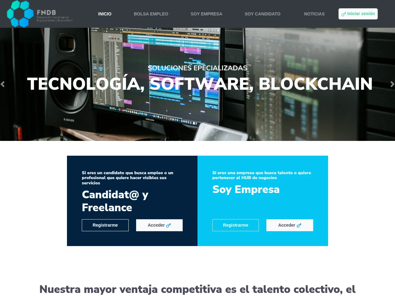 Federación Nacional de Digitalización y Blockchain: Empleo job board platform screenshot showing job search interface
