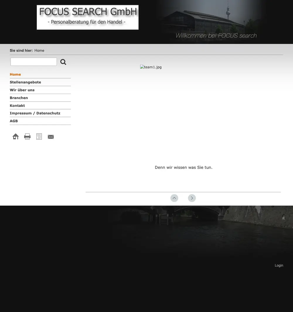 FOCUS search job board platform screenshot showing job search interface