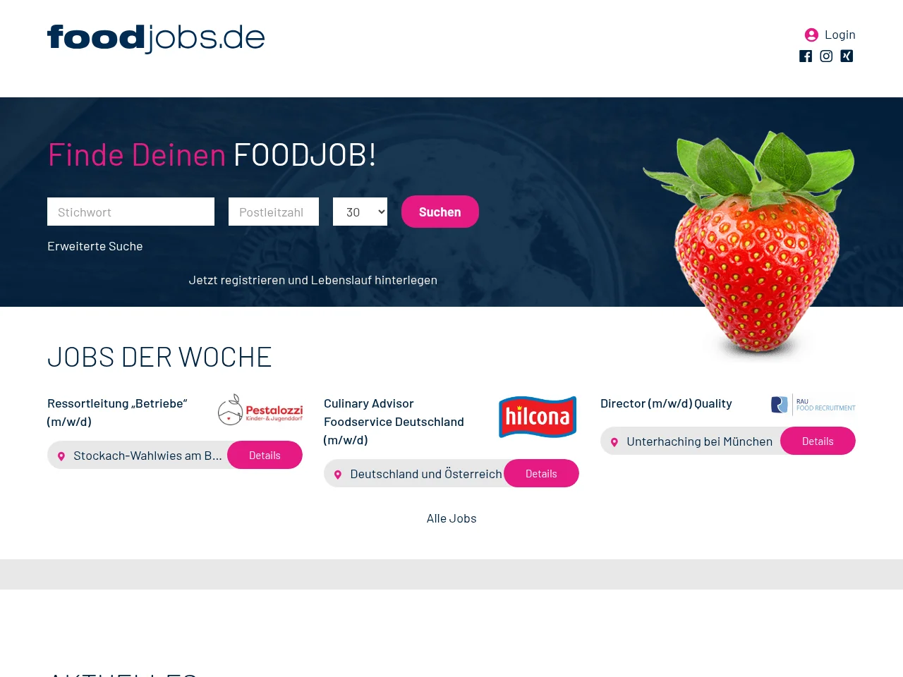 foodjobs.de screenshot foodjobs.de job board platform screenshot showing job search interface
