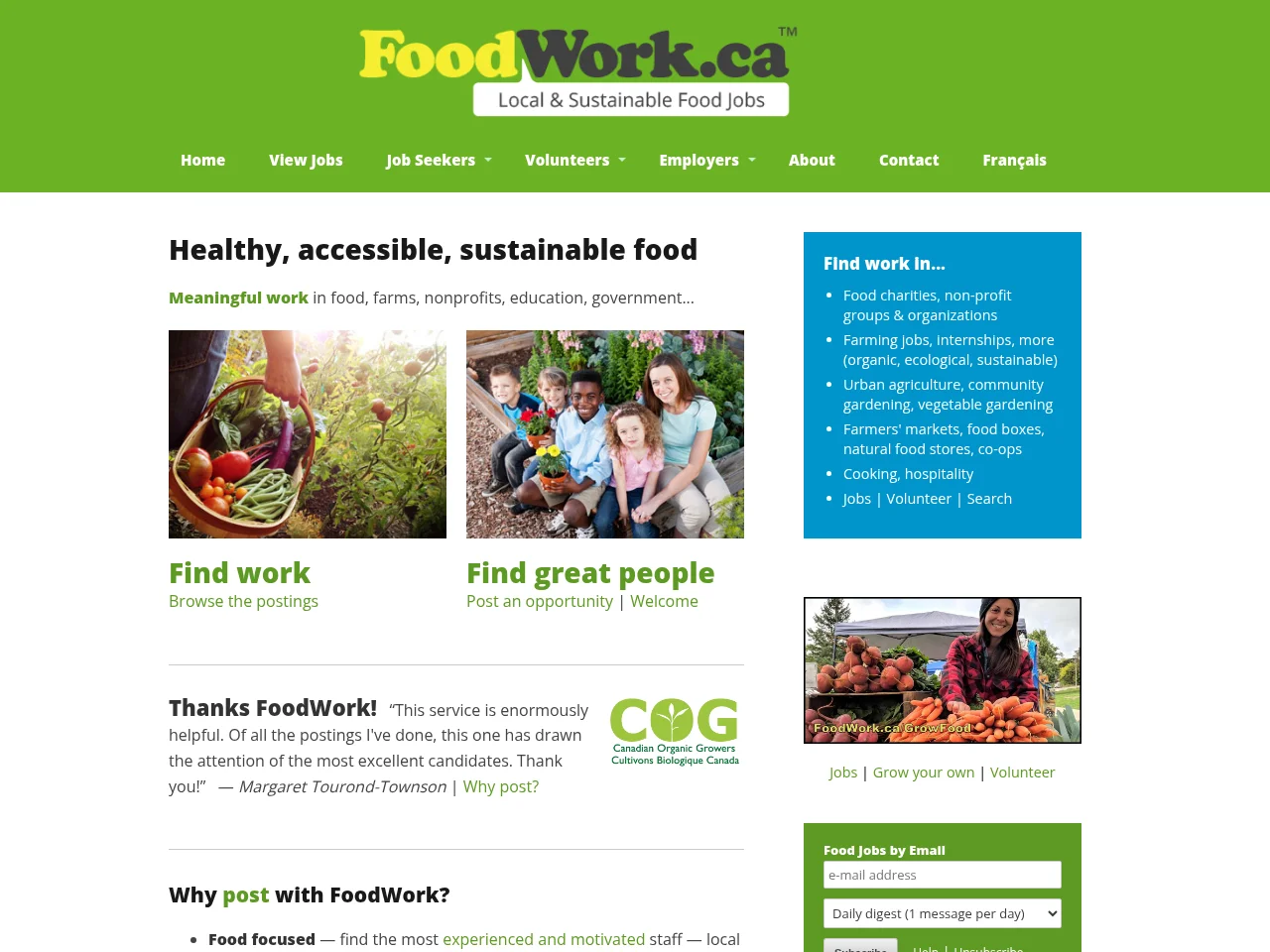 FoodWork.ca screenshot FoodWork.ca job board platform screenshot showing job search interface