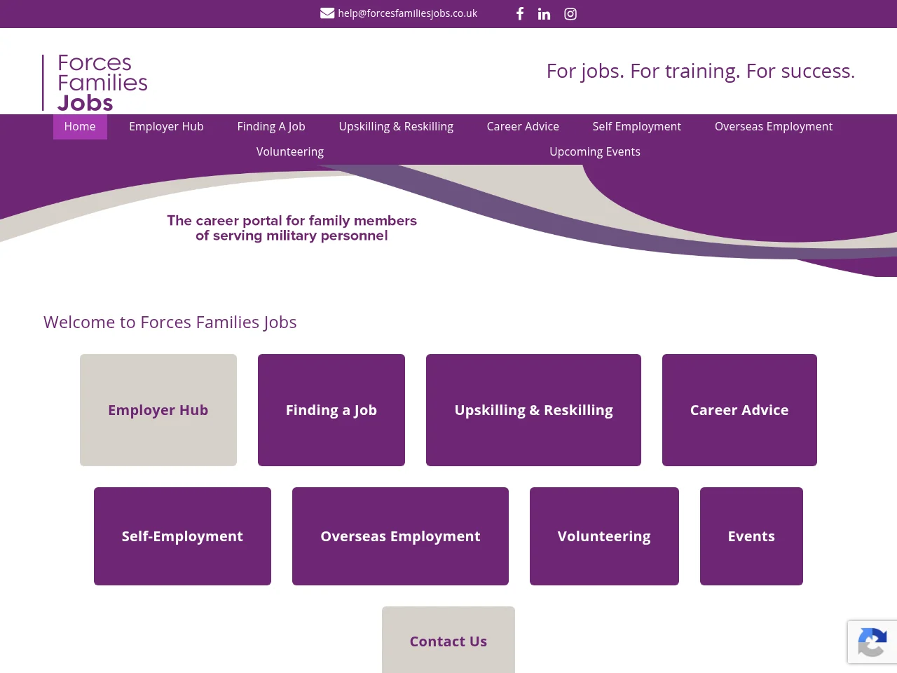 Forces Families Jobs job board platform screenshot showing job search interface