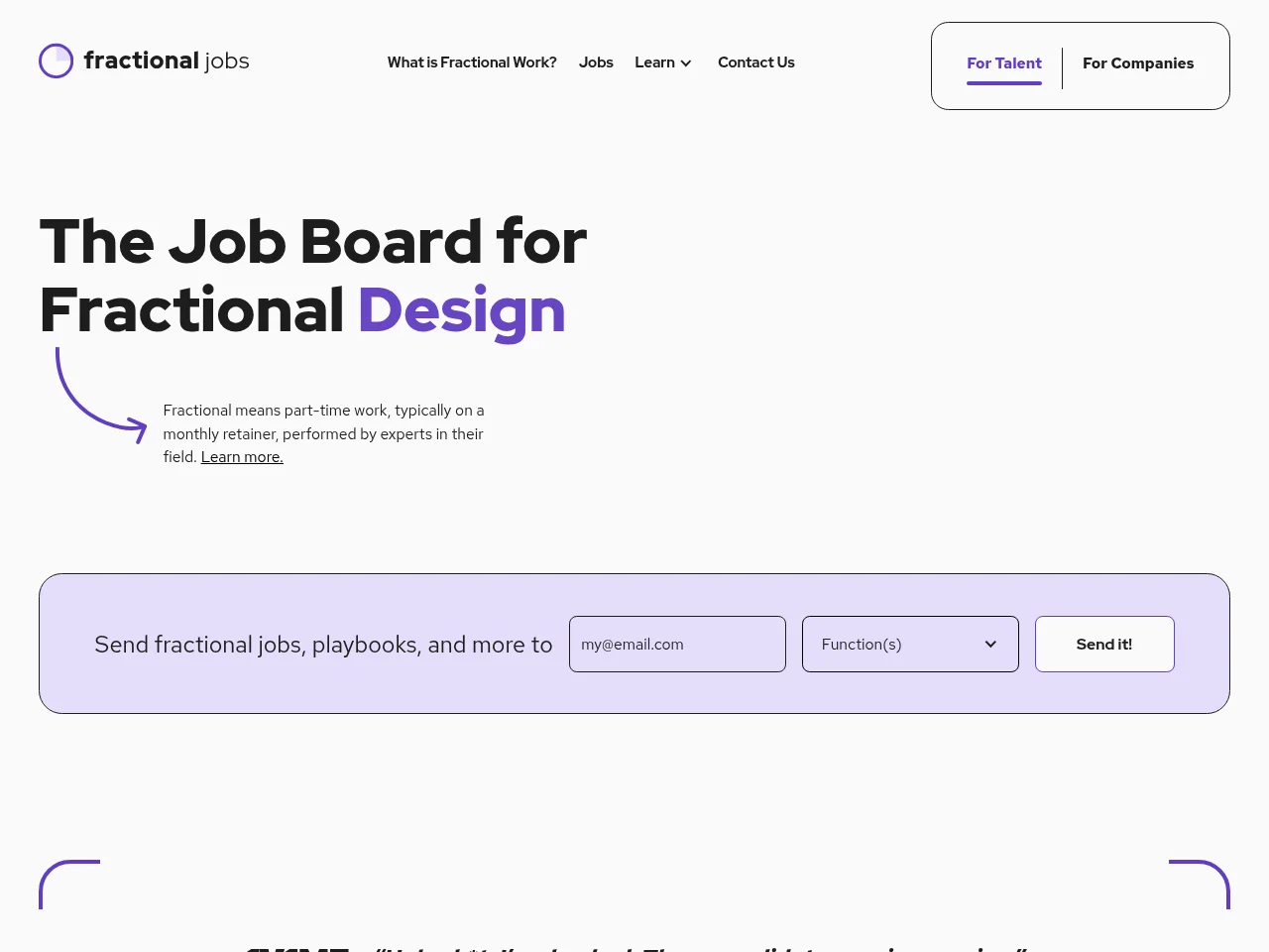 Fractional Jobs screenshot Fractional Jobs job board platform screenshot showing job search interface