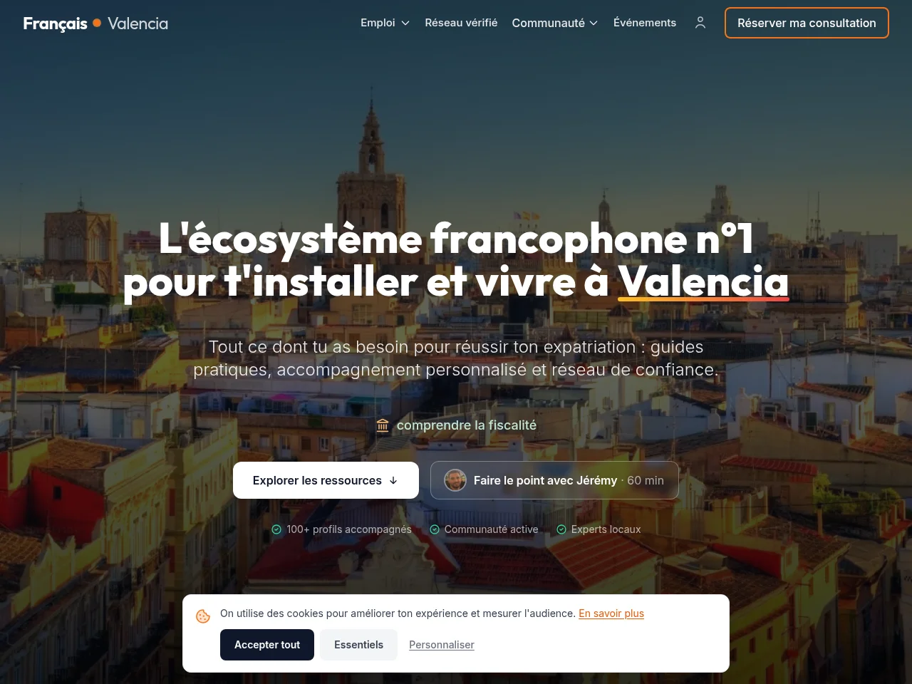 Français à Valencia screenshot Français à Valencia job board platform screenshot showing job search interface