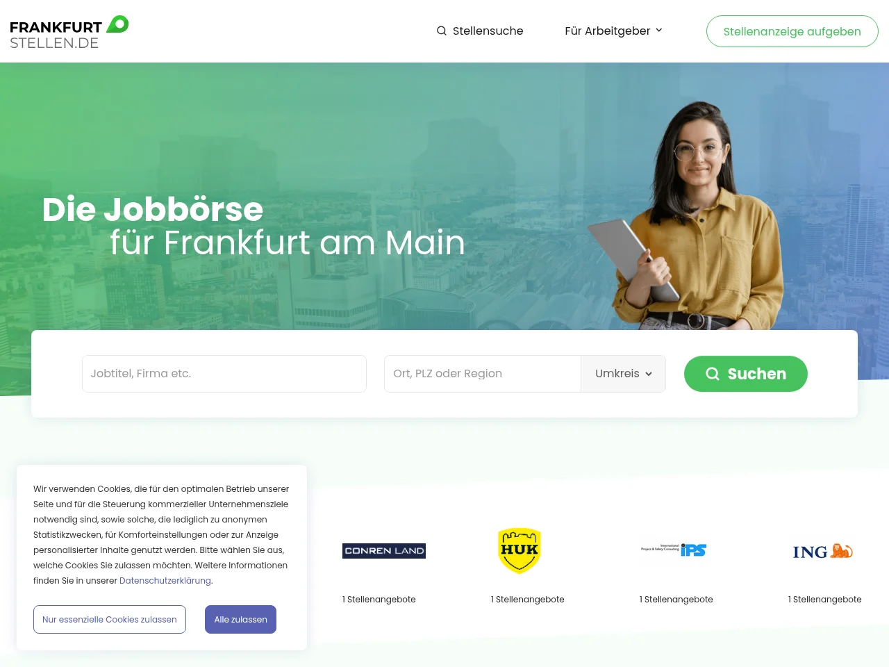 Frankfurt-Stellen.de screenshot Frankfurt-Stellen.de job board platform screenshot showing job search interface