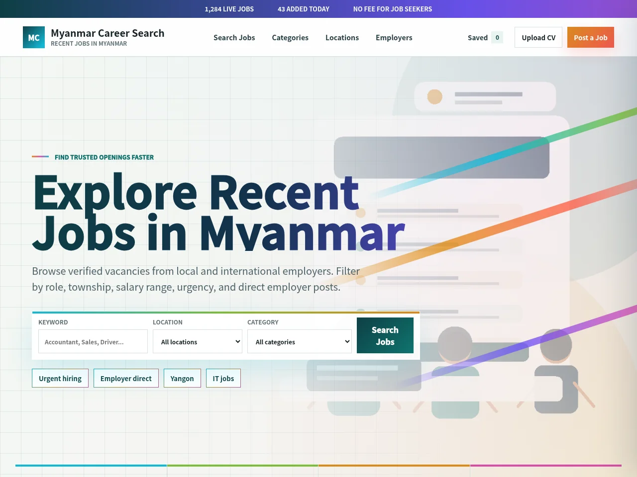 Myanmar Career Search screenshot Myanmar Career Search job board platform screenshot showing job search interface